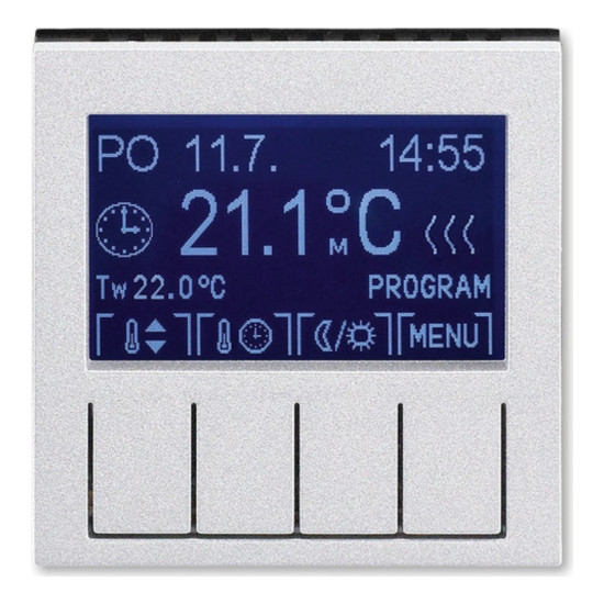 Терморегулятор универсальный программируемый ABB LEVIT, с дисплеем, серебро // дымчатый черный, 2CHH911031A4070