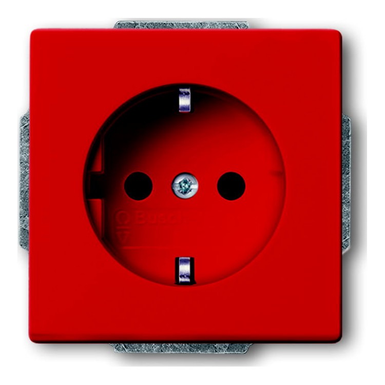 Розетка ABB,  со шторками, красный, 2013-0-5322