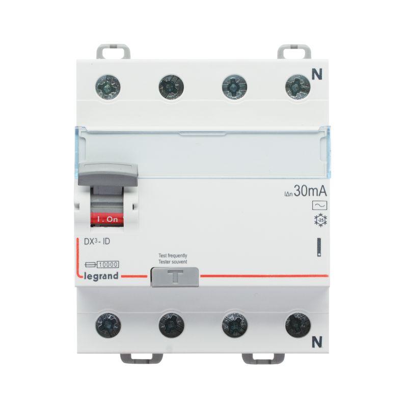 Выключатель дифференциального тока (УЗО) 4п 63А 300мА тип ACS DX3 N справа Leg 411746