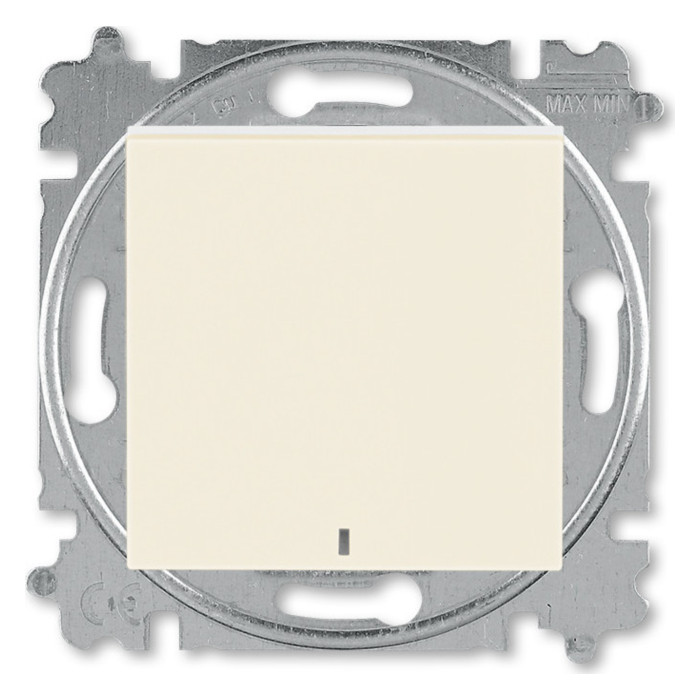 Выключатель одноклавишный кнопочный ABB LEVIT с подсветкой, слоновая кость // белый, 2CHH599147A6017