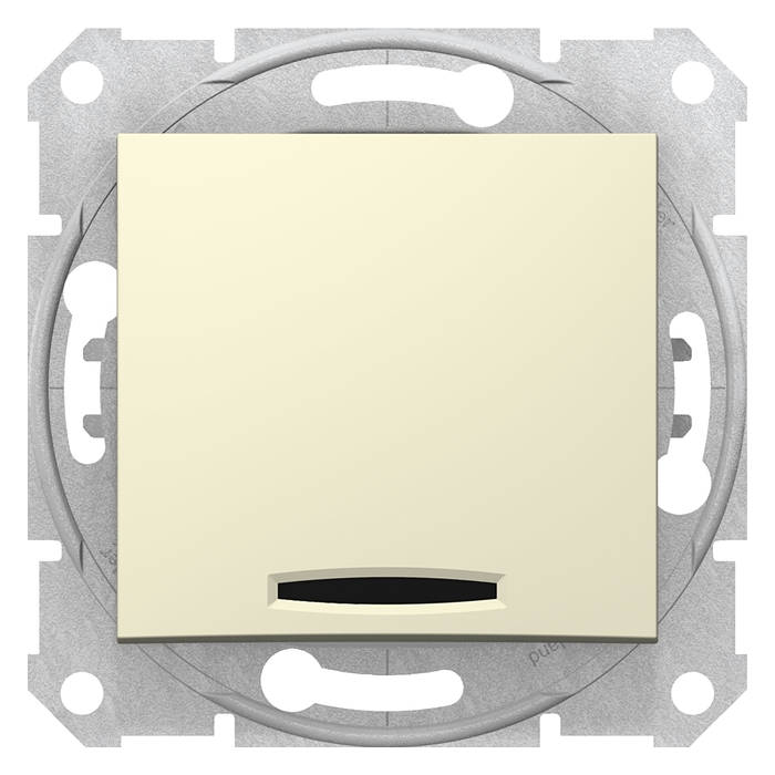 Выключатель одноклавишный кнопочный Schneider Electric SEDNA, бежевый, SDN1600147