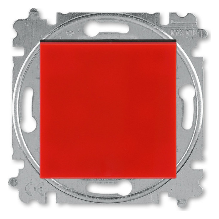 Выключатель одноклавишный ABB LEVIT, красный // дымчатый черный, 2CHH590145A6065