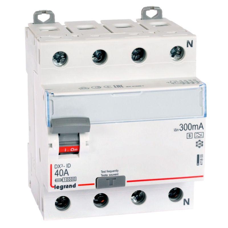Выключатель дифференциального тока (УЗО) 4п 40А 300мА тип AS DX3 N справа Leg 411800