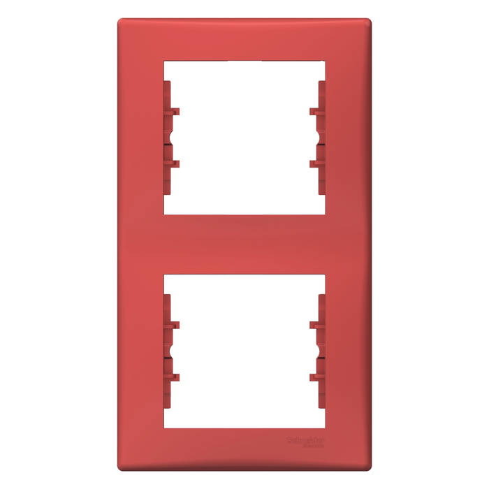 Рамка 2 поста Schneider Electric SEDNA, вертикальная, красный, SDN5801141