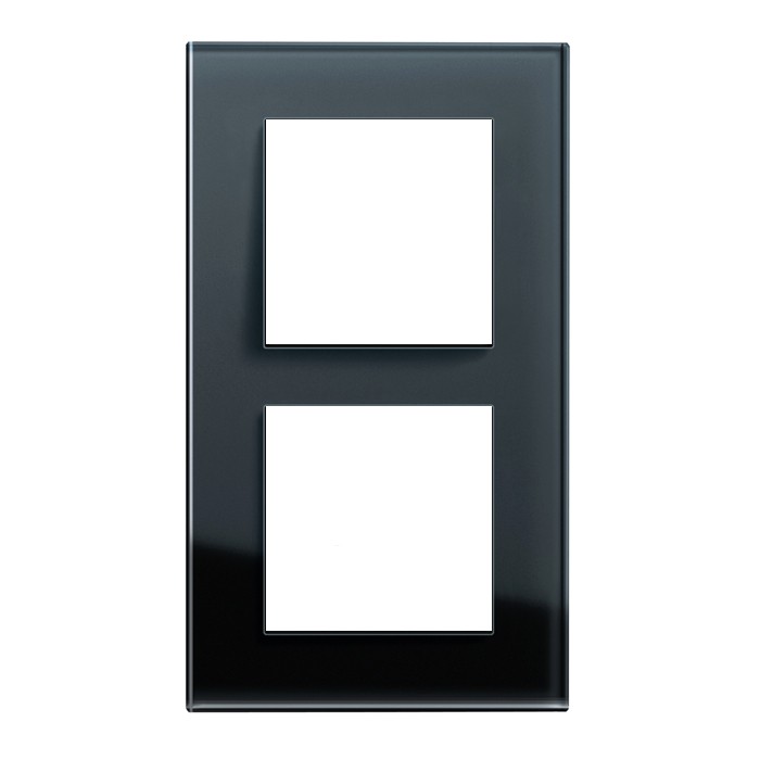 Рамка 2 поста PEHA by Honeywell AURA GLAS, черное стекло, 123911