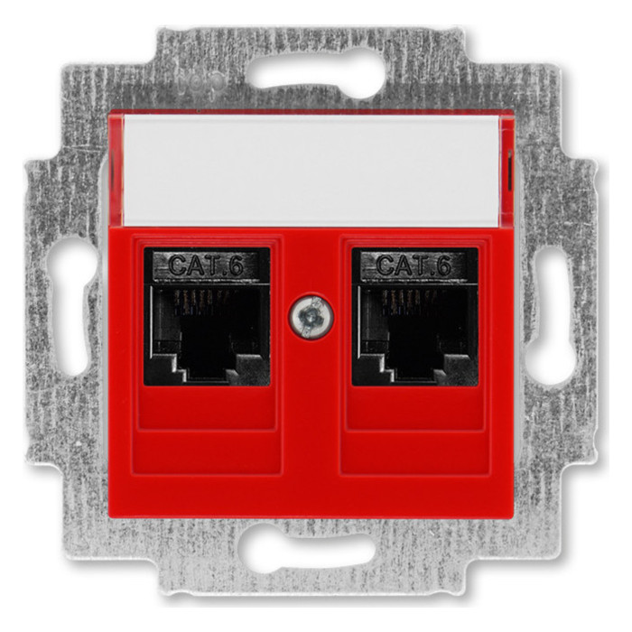 Розетка компьютерная 2xRJ45 ABB LEVIT, , красный, 2CHH296118A6065