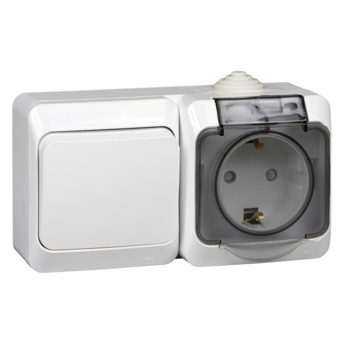 Блок розетка + переключатель Schneider Electric ЭТЮД, белый, BPA16-246B