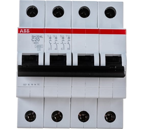 Автоматический выключатель ABB 4-полюсный SH204 C20 