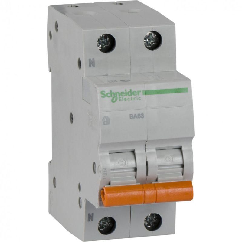 Автоматический выключатель Schneider Electric 2п (1P+N) C 20А 4.5кА BA63   11214