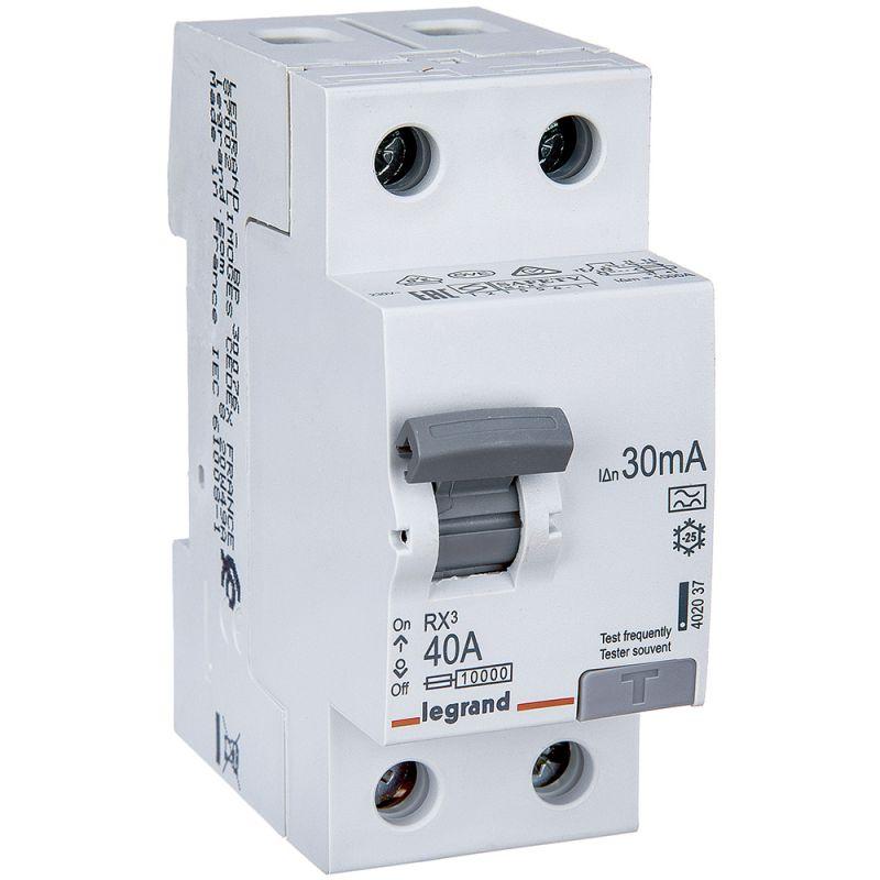 Выключатель дифференциального тока (УЗО) 2п 40А 30мА тип A RX3 Leg 402037