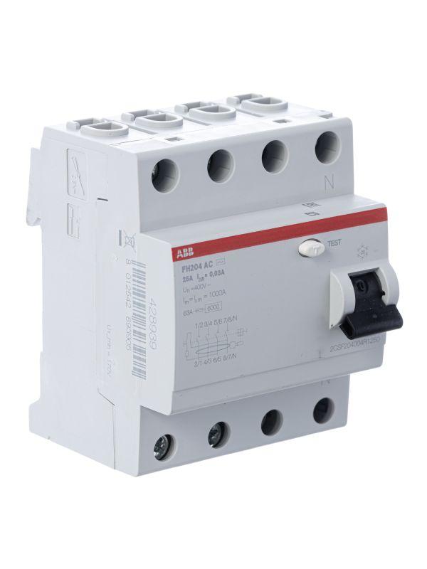 Выключатель дифференциального тока (УЗО) ABB 4п 25А 30мА тип AC FH204  2CSF204004R1250