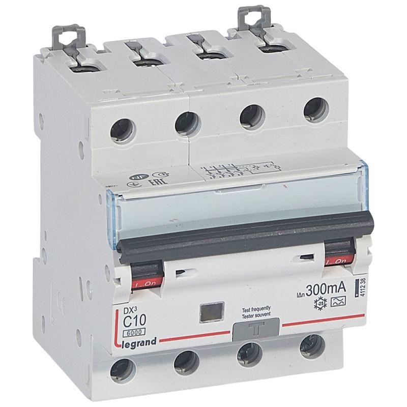 Выключатель автоматический дифференциального тока 4п C 10А 300мА тип A 10кА DX3 Leg 411238