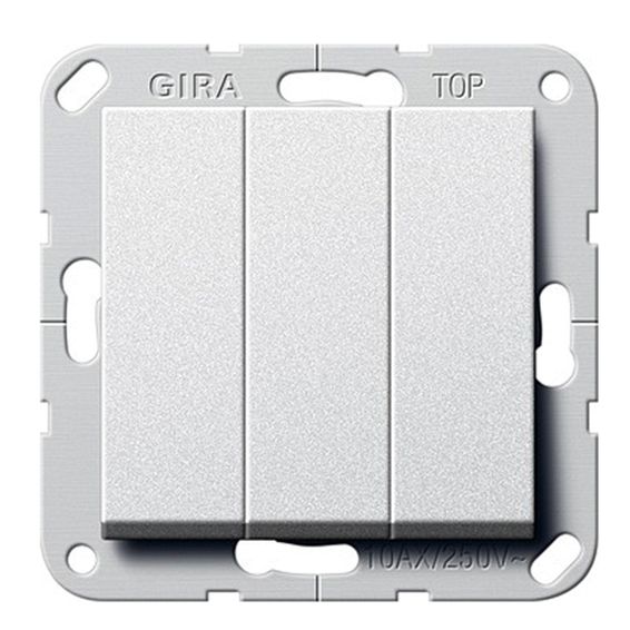 Трехклавишный выключатель Gira SYSTEM 55, алюминий, 283026