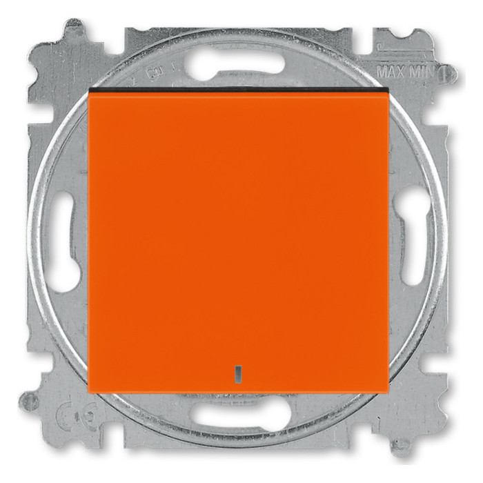 Выключатель одноклавишный ABB LEVIT с подсветкой, оранжевый // дымчатый черный, 2CHH590146A6066