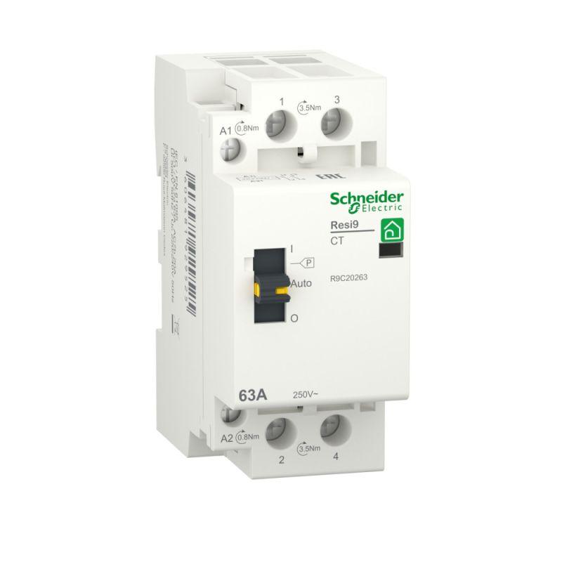 Контактор модульный Schneider Electric RESI9 1P+N 63А 2НО 230/250В AC 50Гц R9C20263