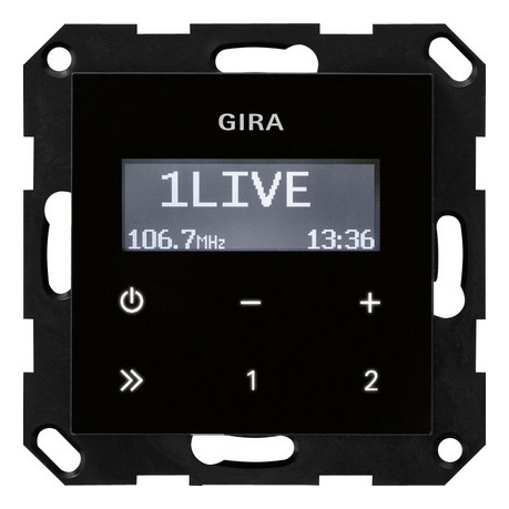 Радиоприемник Gira SYSTEM 55, с дисплеем, черное стекло, 228405