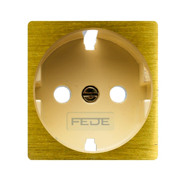 Накладка на розетку FEDE коллекции FEDE, скрытый монтаж, с заземлением, real gold//бежевый, FD04314OR-A