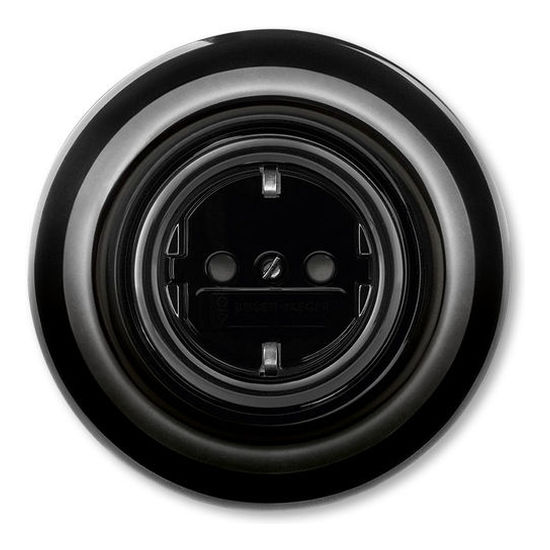 Ретро розетка ABB DECENTO,  со шторками, черный фарфор, 2CHK203459C4301