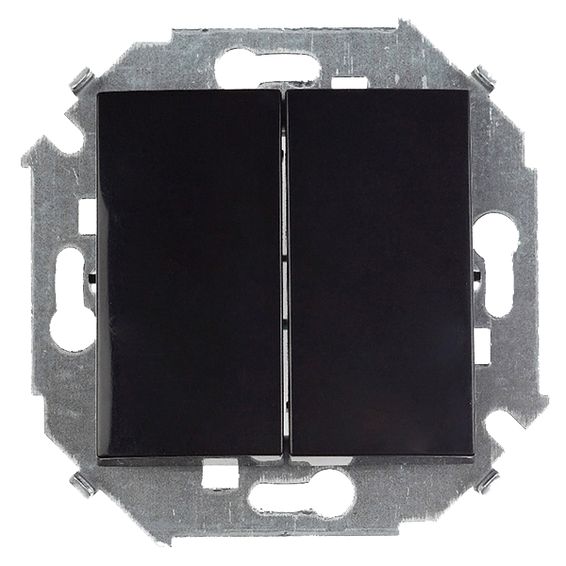 Выключатель 2-клавишный кнопочный Simon SIMON 15, черный глянцевый, 1591398-032