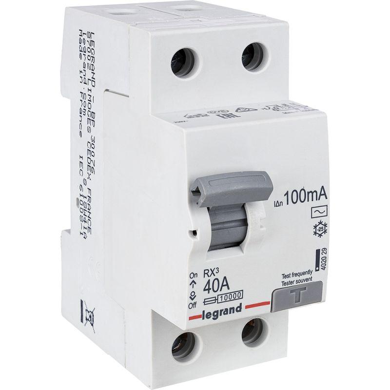 Выключатель дифференциального тока (УЗО) 2п 40А 100мА тип AC RX3 Leg 402029
