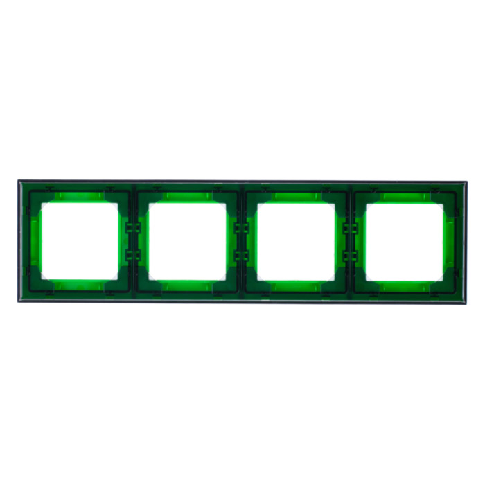 Рамка 4 поста ABB LEVIT, зеленый // дымчатый черный, 2CHH015040A6067
