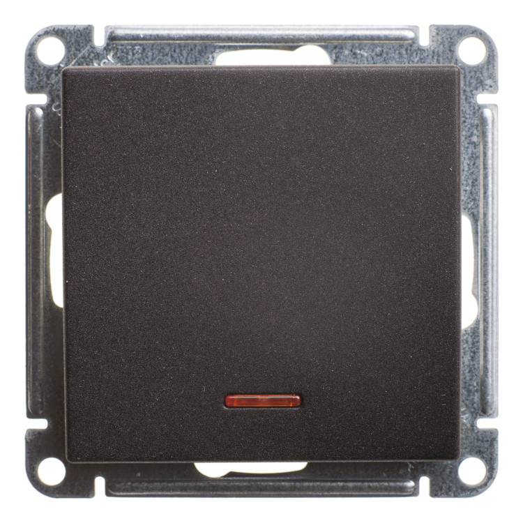 Выключатель одноклавишный кнопочный Schneider Electric W59 с подсветкой, черный бархат, VS110-151-6-86