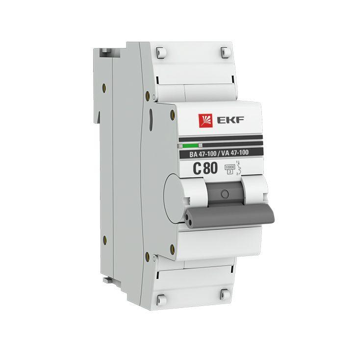 Автоматический выключатель EKF 1п C 80А 10кА ВА 47-100 PROxima  mcb47100-1-80C-pro