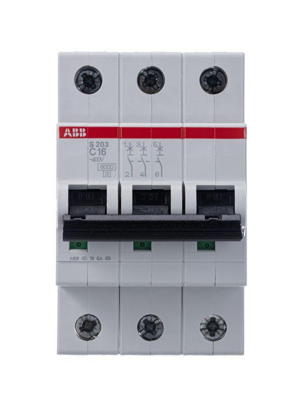 Автоматический выключатель ABB   3п C 16А 6кА S203 C16  2CDS253001R0164