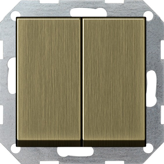 Выключатель двухклавишный кнопочный Gira SYSTEM 55, бронза, 0125603