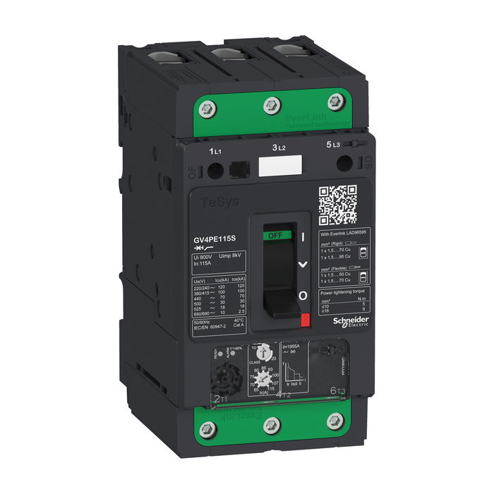 Силовой автомат Schneider Electric TeSys GV3 80А 3P, электронный расцепитель, GV4PE80N