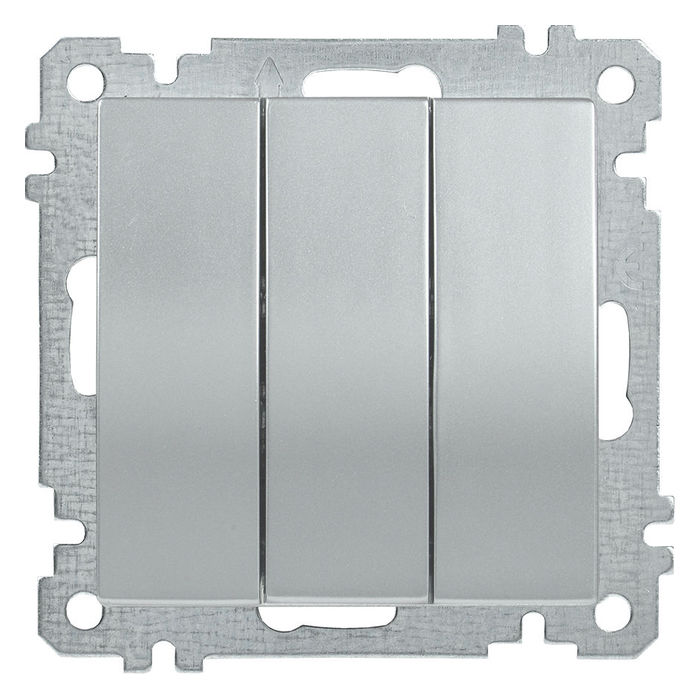 Трехклавишный выключатель IEK BOLERO, серебряный, EVB30-K23-10