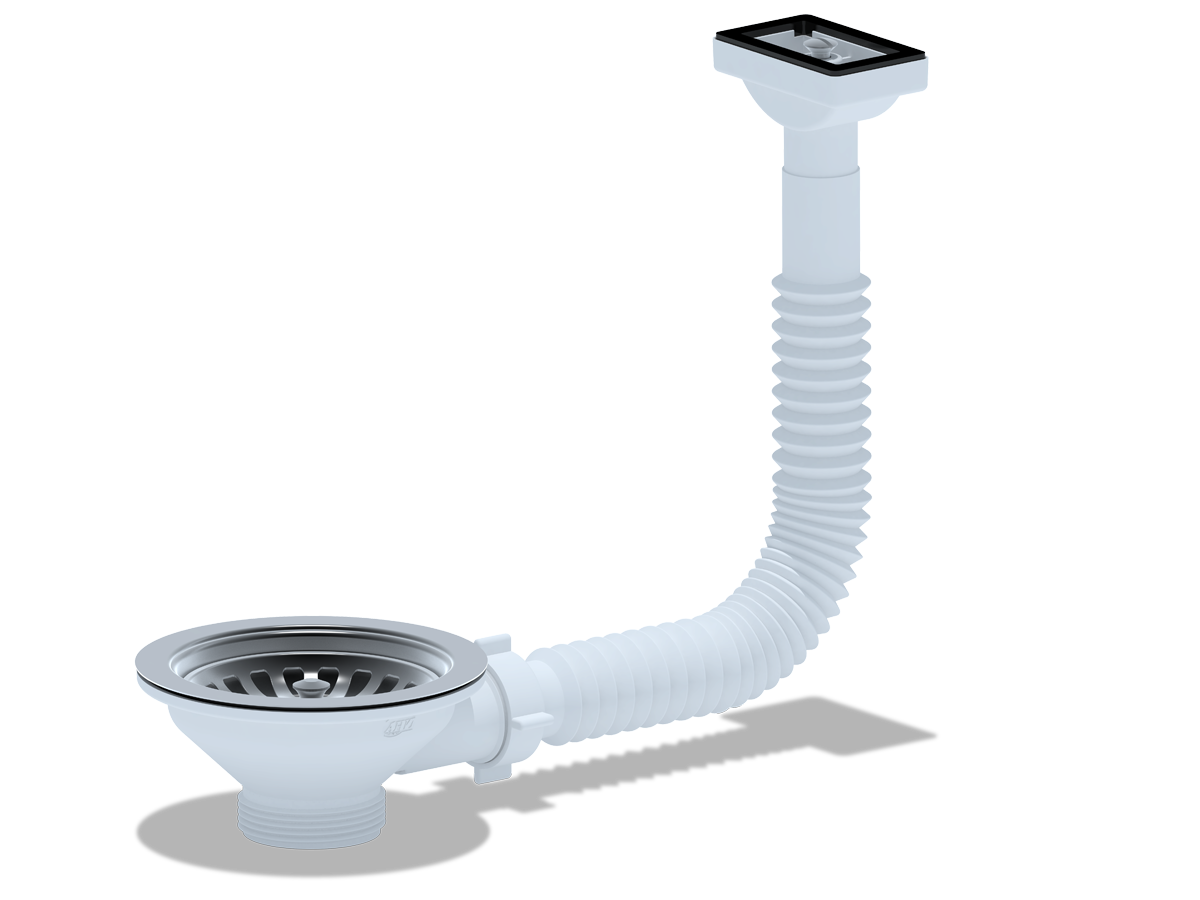 Перелив для мойки 3 1/2 с прямоугольным горизонтальным корпусом