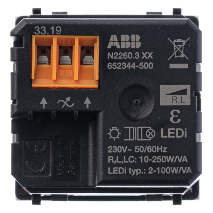 Светорегулятор поворотный ABB ZENIT, 100 Вт, альпийский белый, 2CLA226030N1101