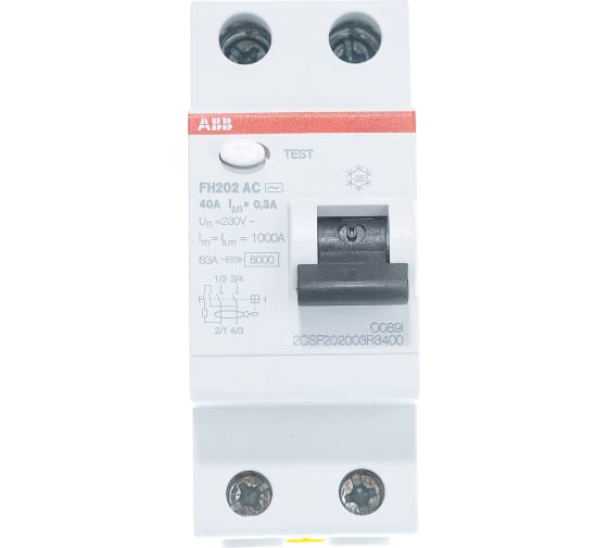 Выключатель дифференциального тока ABB FH202 2P 40A/0,3A