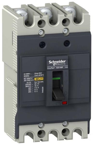 Автоматический выключатель Schneider Electric 3п 3т 100А 10кА EZC100F  EZC100F3100
