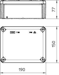 Коробка распределительная 190х150х77мм IP66 T160 OE закрыт. сер. OBO 2007271