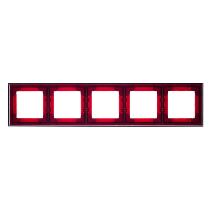 Рамка 5 постов ABB LEVIT, красный // дымчатый черный, 2CHH015050A6065
