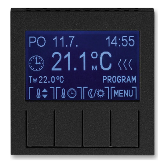 Терморегулятор универсальный программируемый ABB LEVIT, с дисплеем, антрацит // дымчатый черный, 2CHH911031A4063