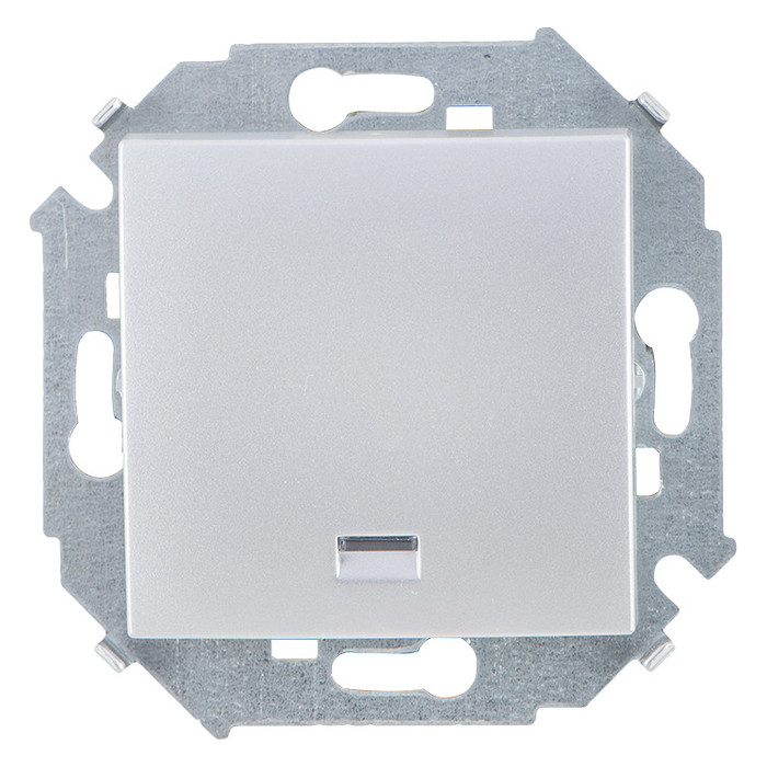 Выключатель одноклавишный кнопочный Simon SIMON 15 с подсветкой, 4000 Вт, алюминий, 1591160-033