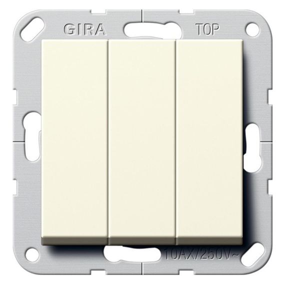 Трехклавишный выключатель Gira SYSTEM 55, белый глянцевый, 283003
