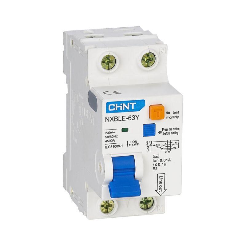 Выключатель автоматический дифференциального тока 1п+N C 63А 10мА электрон. тип AC 4.5кА NXBLE-63Y (R) CHINT 105530
