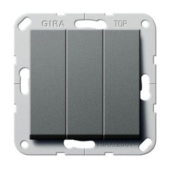 Трехклавишный выключатель Gira SYSTEM 55, антрацит, 283028
