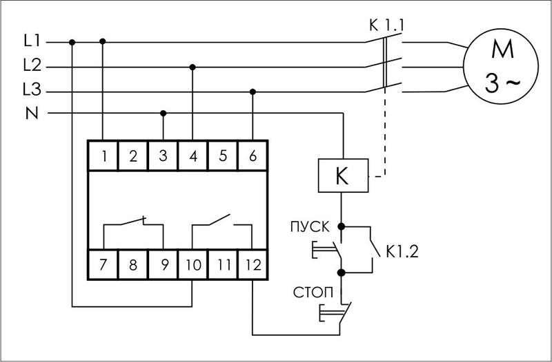 Реле контроля и наличия фаз CZF-312 (монтаж на DIN-рейке 35мм; регулировка порога; без задержки отключения; 3х400/230+N 2х8А 1Z 1R IP20) F&F EA04.001.007