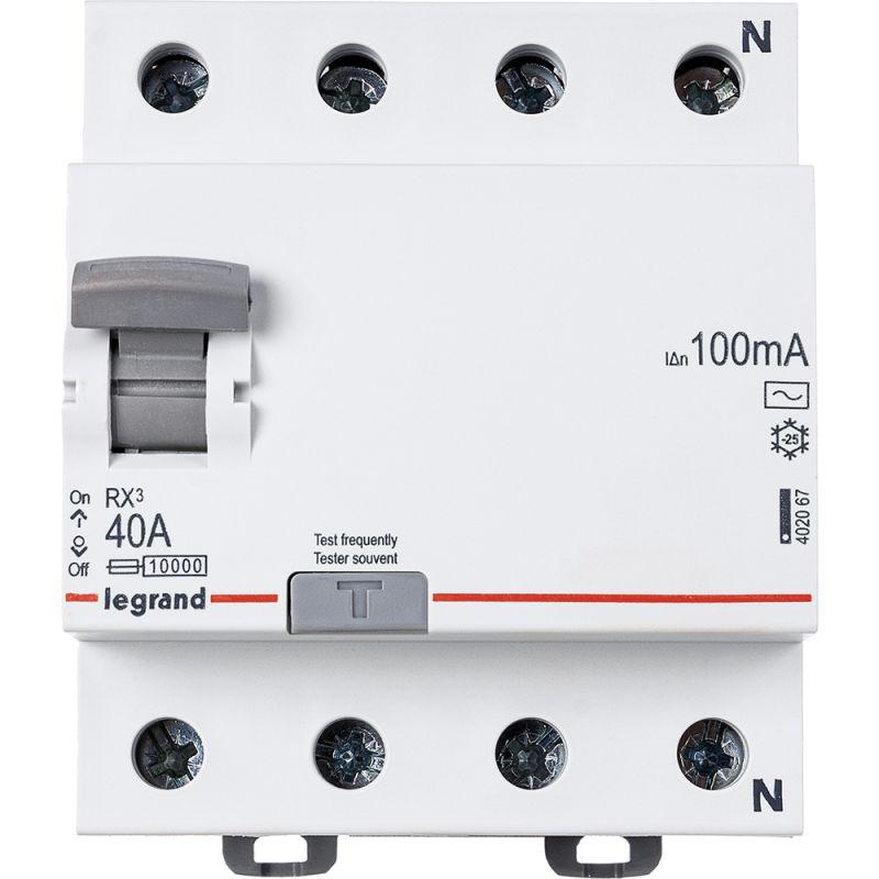 Выключатель дифференциального тока (УЗО) 4п 40А 100мА тип AC RX3 Leg 402067