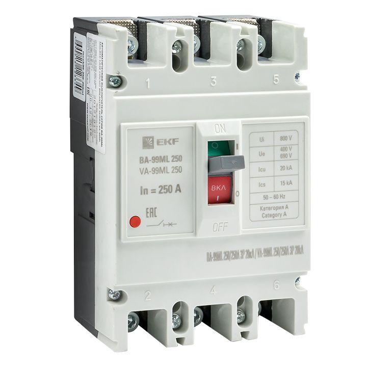 Автоматический выключатель EKF 3п 250/250А 20кА ВА-99МL Basic  mccb99-250-250mi
