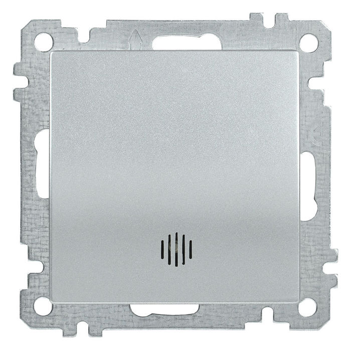 Выключатель одноклавишный IEK BOLERO с подсветкой, серебряный, EVB11-K23-10