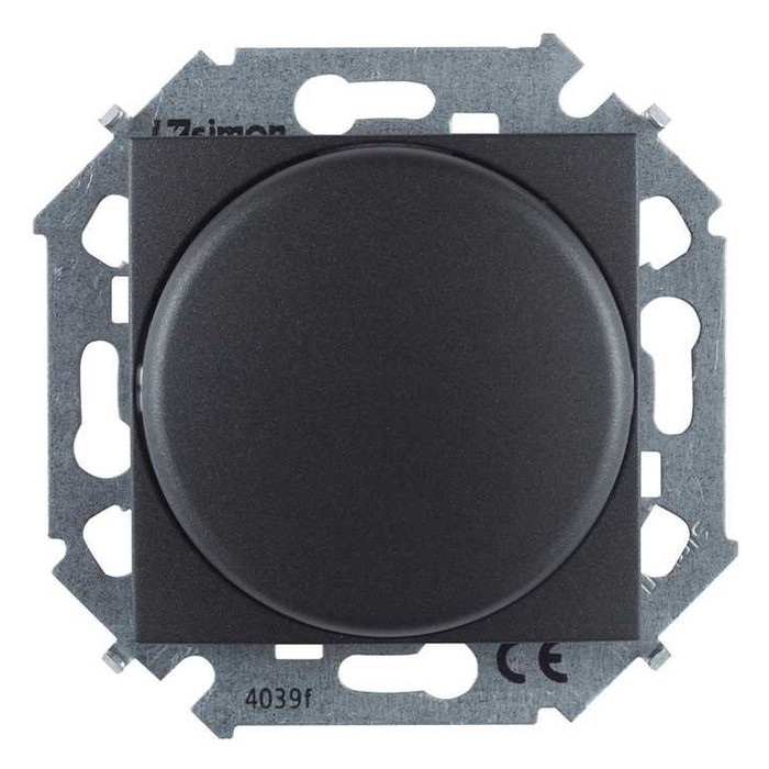 Светорегулятор поворотно-нажимной Simon SIMON 15, 500 Вт, графит, 1591790-038