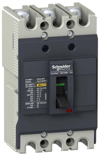 Автоматический выключатель Schneider Electric 3п 3т 80А 18кА EZC100N  EZC100N3080