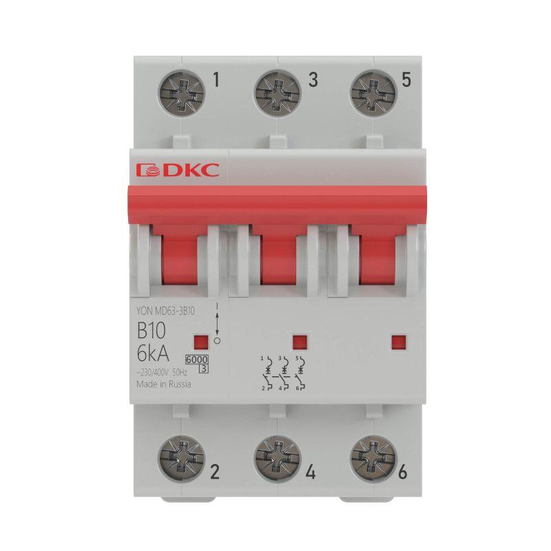 Автоматический выключатель DKC 3п D 10А 10кА YON MD63  MD63-3D10-10