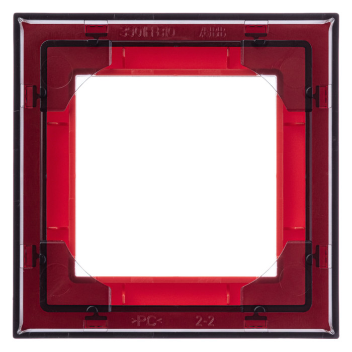 Рамка 1 пост ABB LEVIT, красный // дымчатый черный, 2CHH015010A6065
